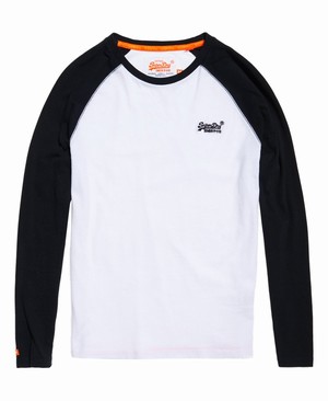 Superdry Orange Label Baseball Hosszú Ujjú Férfi Pólók Fekete/Fehér | KXNCP1926